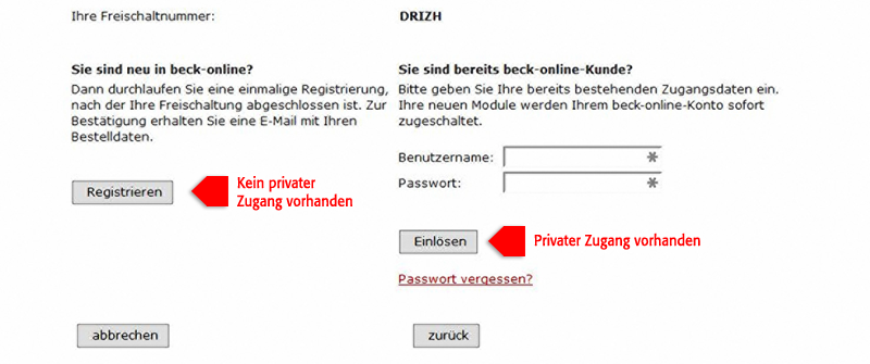Screenshot DRiZApp Registrierung
