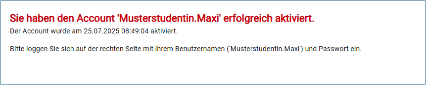 Aktivierungsbestätigung