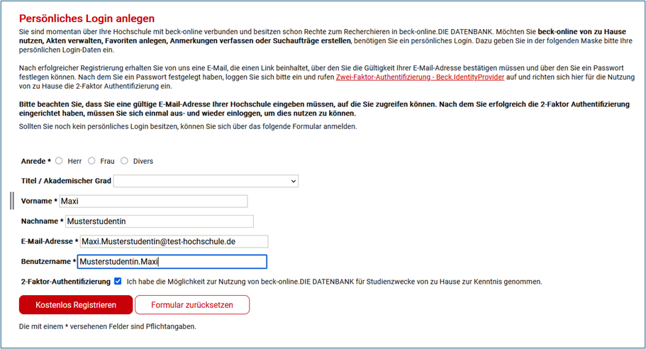 Anlage pers. Login