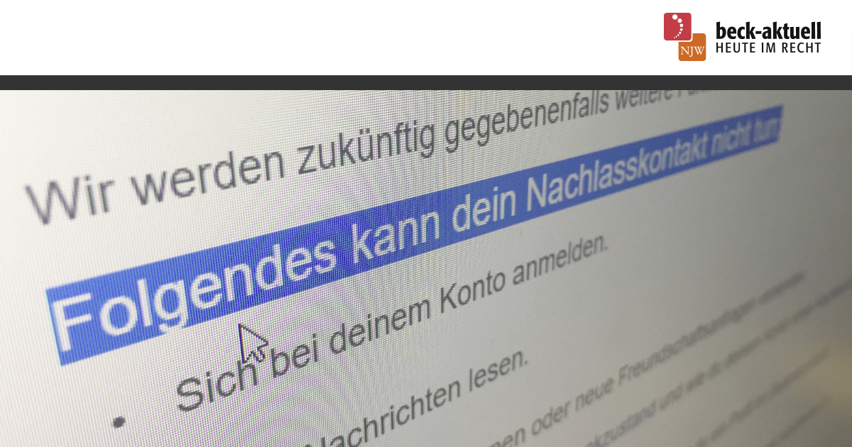 Digitaler Nachlass Beinhaltet Zugang Zum Facebook-Konto